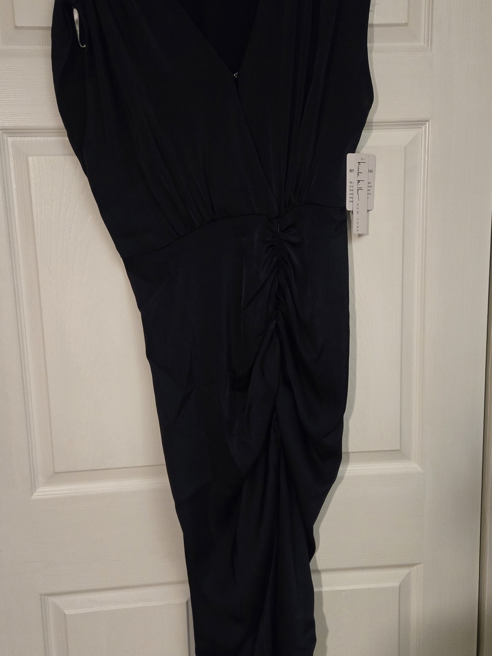 Nicole Miller Navy Ruched Midi Dress Size 10